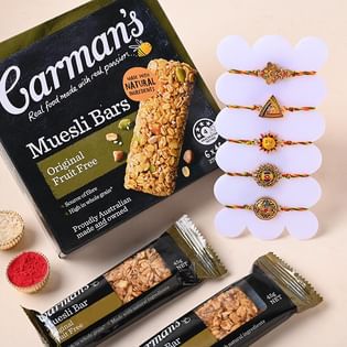 Set of 5 Traditional Rakhi With Healthy Muesli Bars