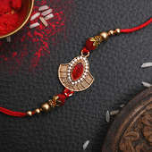 Designer Rakhi Online in India- Traditional Red Metal Rakhi