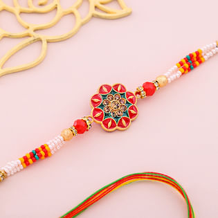 Traditional Red N Gold Floral Rakhi