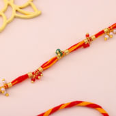 Traditional Red N Yellow Twisted Beads Rakhi