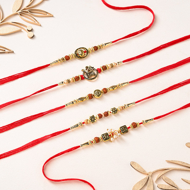 Traditional Rudraksh Rakhi Set With Lindt Choco Indulgence