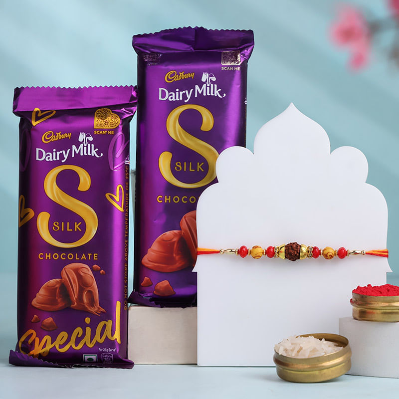Traditional Rudraksha Rakhi With Chocolates
