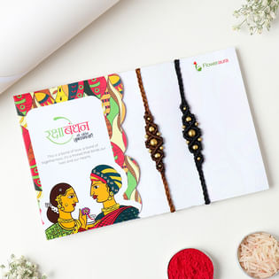 Set of 2 Traditional Stone Rakhi with Roli and Chawal