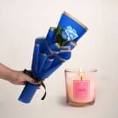 Tranquil Blue Rose With Scented Candle