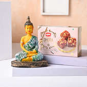 Transcendent Buddha Figurine With Dhoda Sweets Hamper