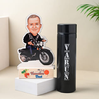 Traveller Dad Caricature With Sleek Bottle-Germany
