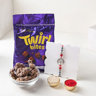 Tree Of Life Rakhi With Twirl Bites Chocolate