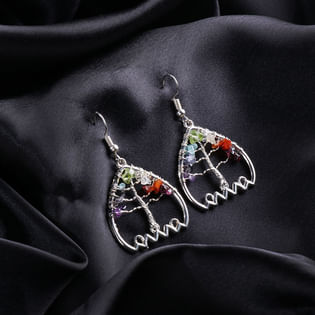 Tree Of Life Semi Precious Stones Earrings