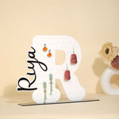 Trendy Personalised Black Initial Jewellery Stand