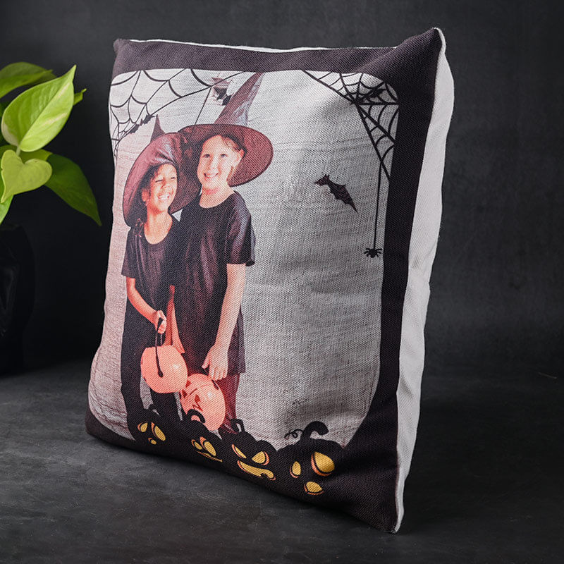 Side View of spooky Halloween Gift Cushion