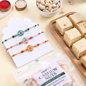 Trio Designer Rakhi With Sweets N Cashews