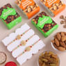 Trio Of Pearl Motif Rakhis With Dry Fruits