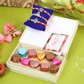 Trio Rakhi Chocolate Delights - Designer Rakhi, Handmade Chocolate With Box