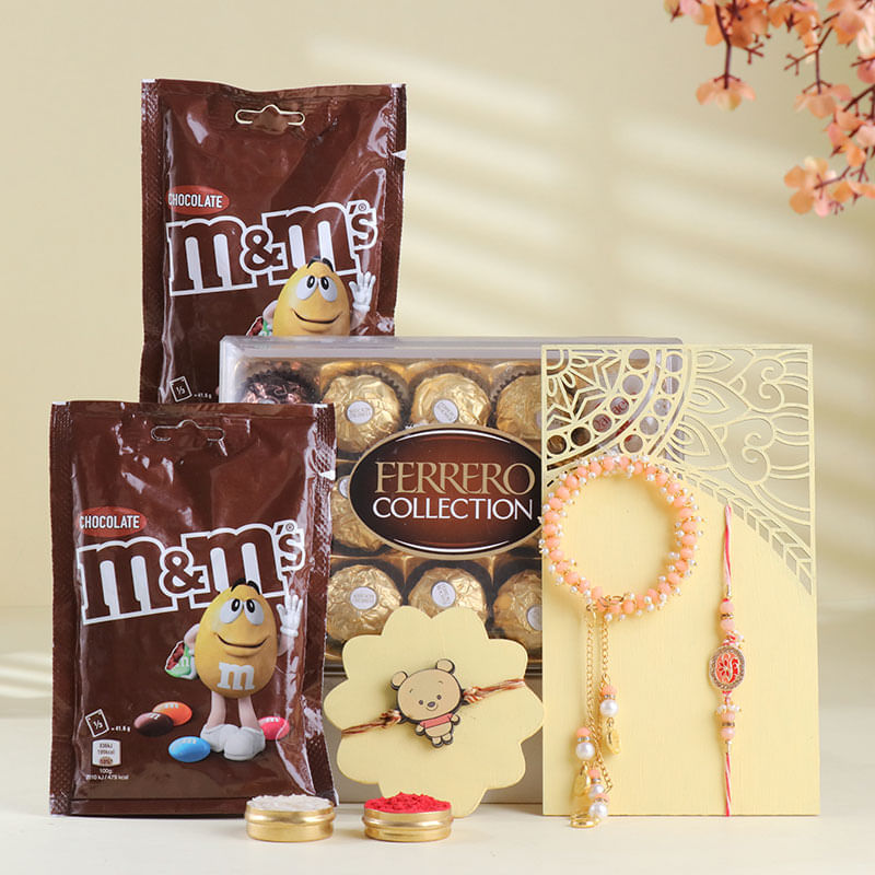 Trio Rakhi With Chocolate Joy