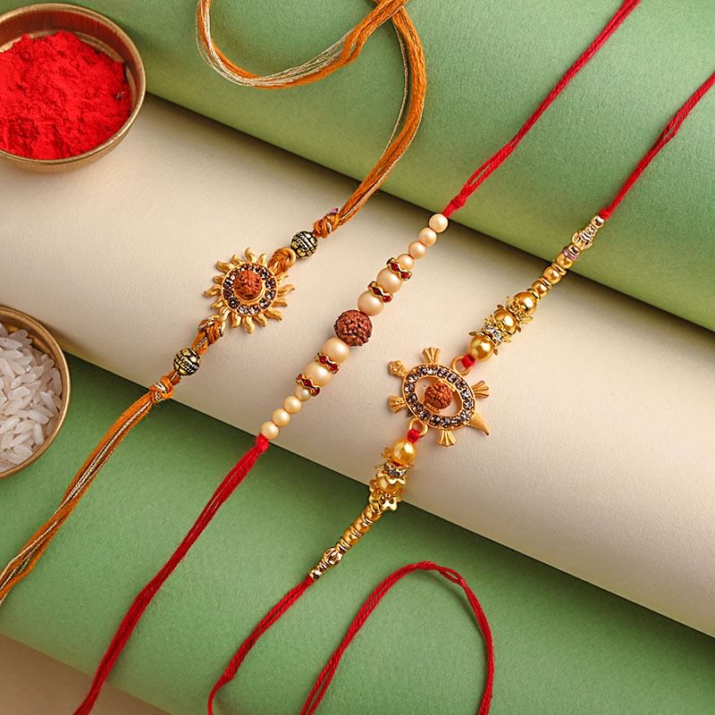 Send Trio Theist Rakhi for Brother Online - Set of 3 Rakhi