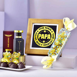 Trophy Frame For Dad With Handmade Chocolates N Perfume