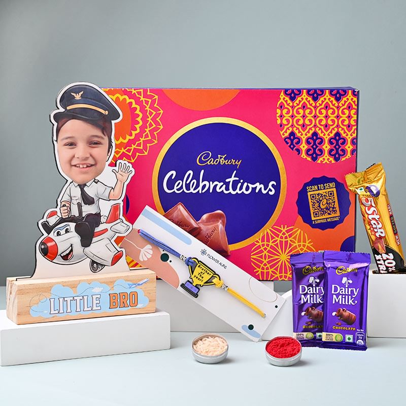 Trophy Rakhi With Personalised Caricature N Chocolates