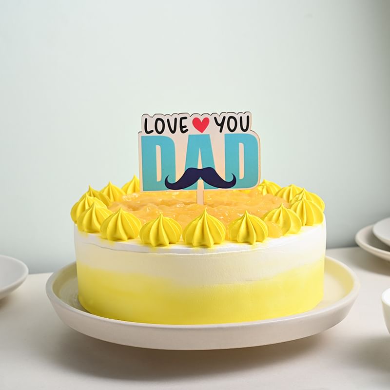 Love You Dad Pineapple Cake - Top View