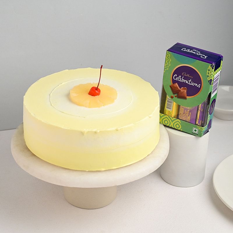 Tropical Pineapple Cake With Chocolates