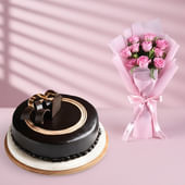 Truffle Cake With Pink Roses