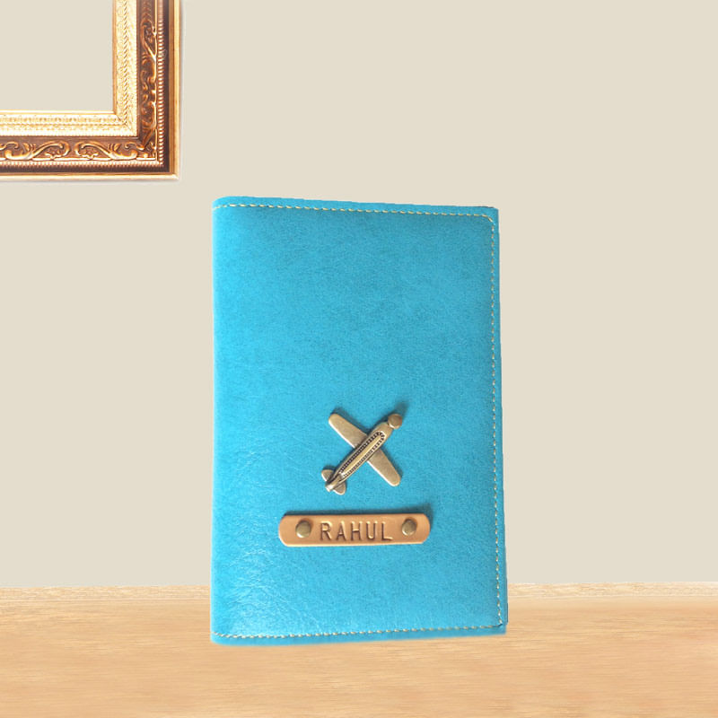 Pleasing Turquoise Personalized Passport Holder