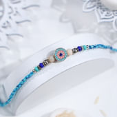 Turquoise Pink Enamel Rakhi