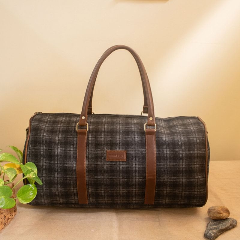 Tweed Slate Grey Duffle Bag