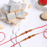 Twin Rudraksha Rakhi with Kaju Katli