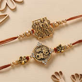 Two Antique Finish Divine Rakhis