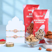 Two Beaded Designer Rakhis With Almonds N Cashews