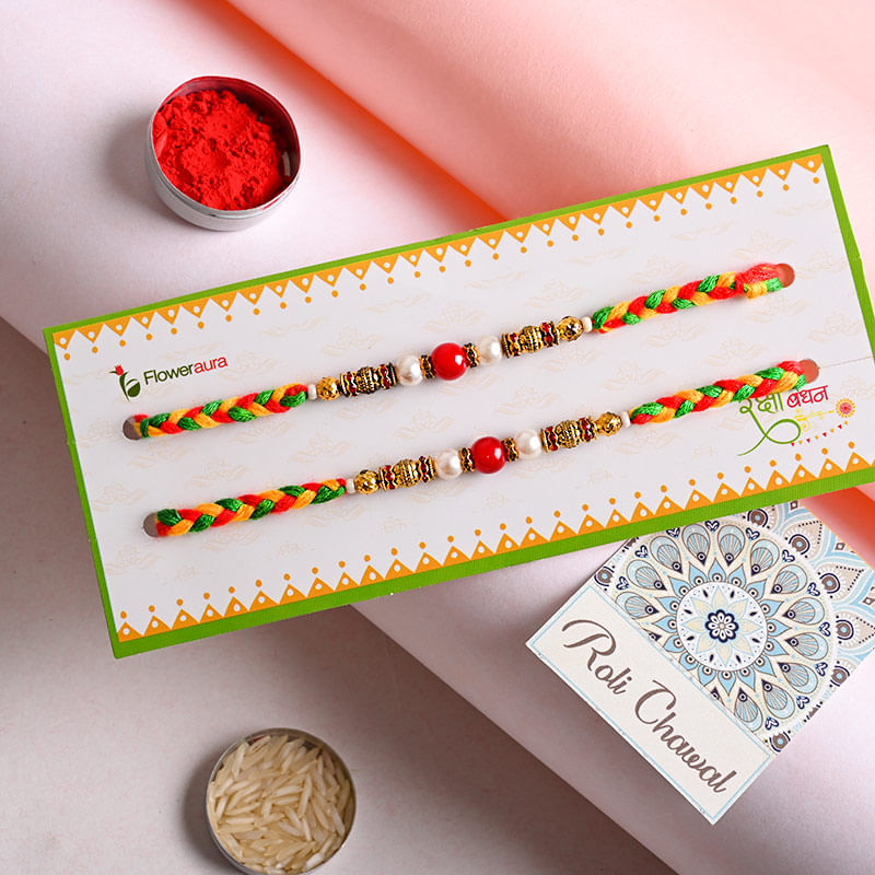 Two Beaded Identical Rakhis for Brother in USA