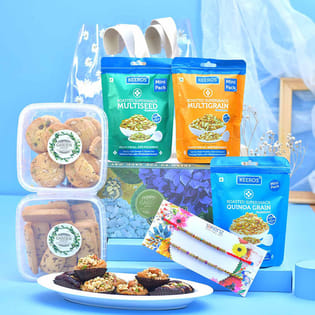 Two Beaded Rakhis N Gourmet Delights Hamper