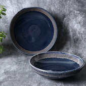 Two Blue Pottery Serving Bowls