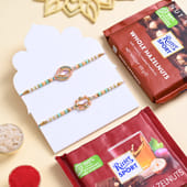 Two Blush Stone Rakhis With Hazelnut Chocolates