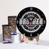Two Chocolates N Printed Table Clock Gift for Brother