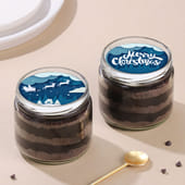 Two Christmas Chocolate Poster Jar Cakes