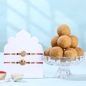 Two Divine Ganesha N Om Rakhis With Ladoos