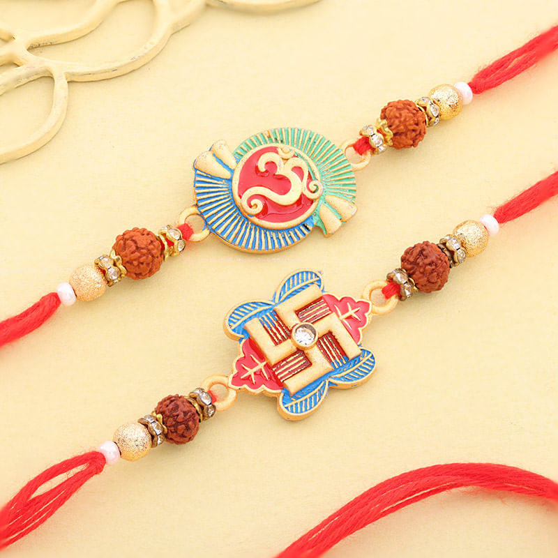 Two Divine Om N Swatik Rakhis