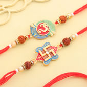 Two Divine Om N Swatik Rakhis