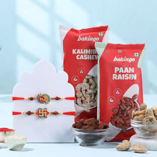 Two Divine Rakhis With Cashews N Raisins