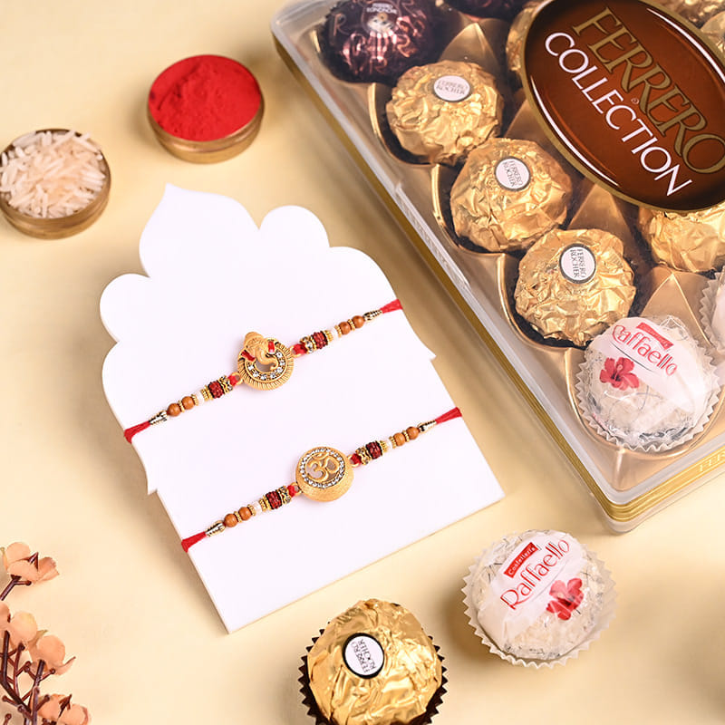 Two Divine Rakhis With Ferrero Chocolates