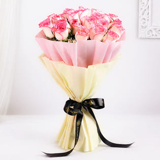 Two Dozen Pink Roses Bunch