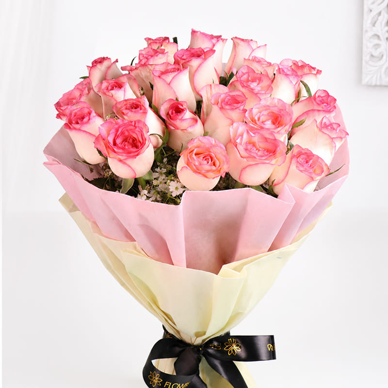 Two Dozen Pink Roses Bunch