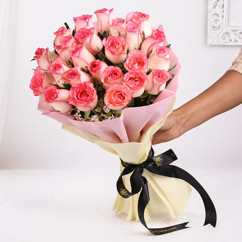 Two Dozen Pink Roses Bunch