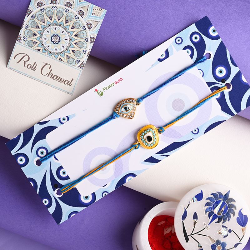 Order Two Evil Eye Rakhi Set Online - Good Luck Rakhis