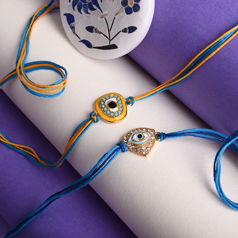 Two Evil Eye Rakhi Set: Set of 2 Designer Rakhis