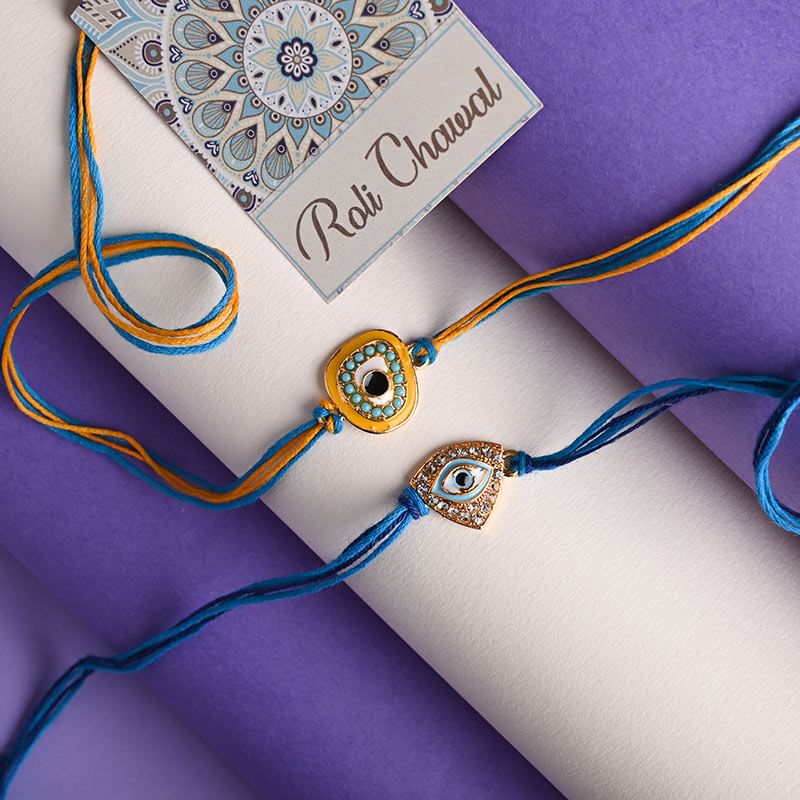 Send Designer Two Evil Eye Rakhi Set Online - Good Luck Rakhis
