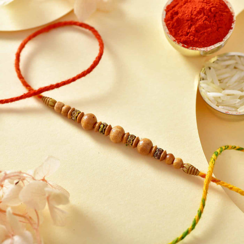 Set of 2 Exquisite Sandalwood Beads Rakhis