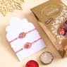 Two Floral Pink Rakhis With Assorted Chocolates