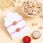 Two Floral Pink Rakhis With Cashews